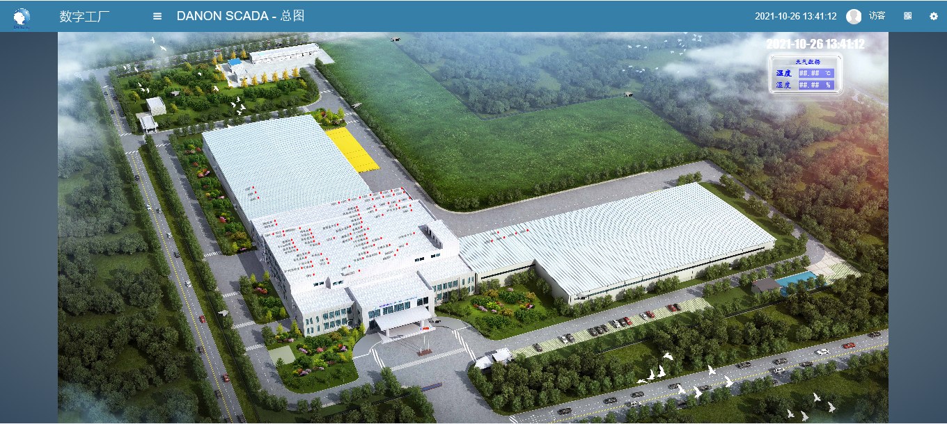 达能数字工厂 SCADA 总图——全厂 3D 鸟瞰与统一门户